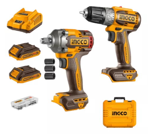 INGCO Kit taladro + atornillador impacto