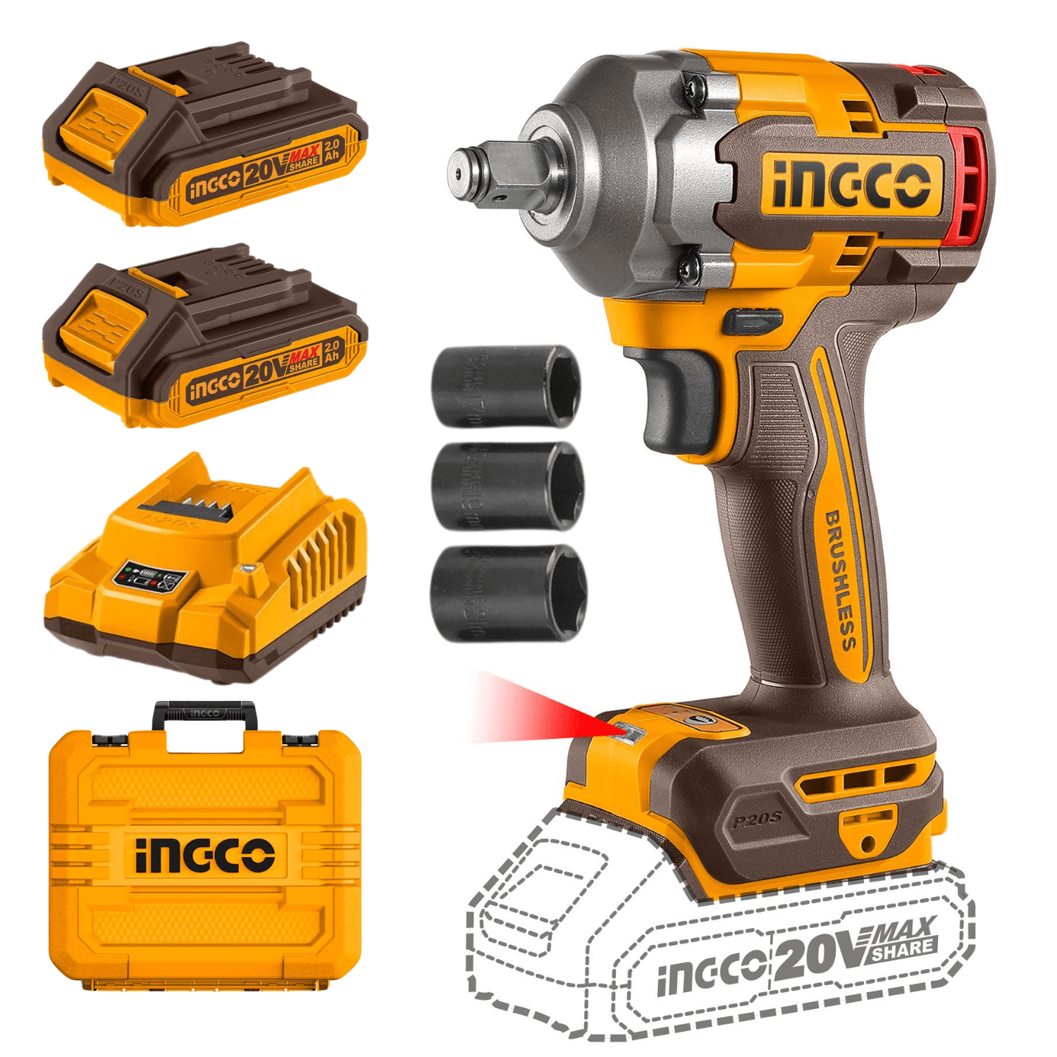 INGCO Llave de impacto 400 Nm